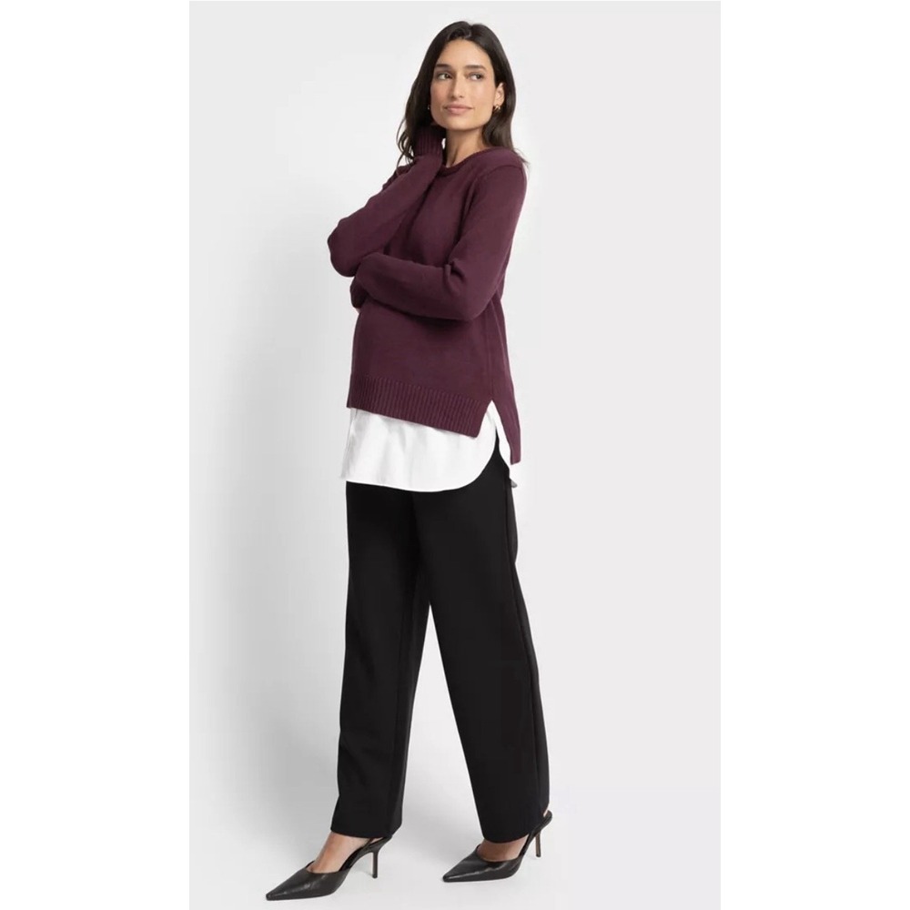 Seraphine Women Kerryn Knit Maternity Nursing Sweater Woven Shirt Wine‎